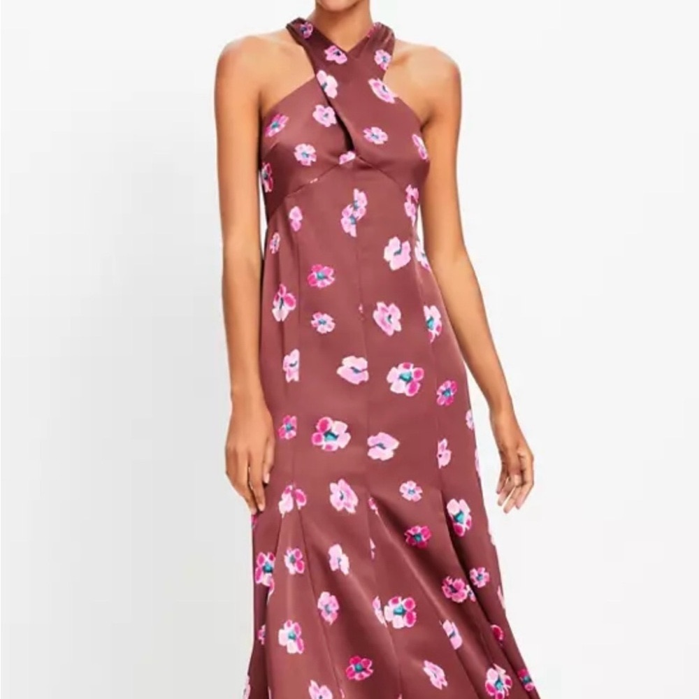 LOFT Satin Halter midi Dress